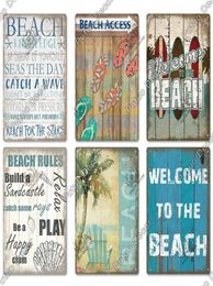 2022 Beach Tin Sign Plaque Metal Painting Vintage Summer Wall Signs Decor for House Seaside Decorative Plate Irish Pub Bar Industr5215014