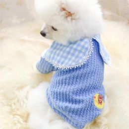 Dog Apparel Plaid Big Collar Spring Autumn Shirt Cat Yorkie Chihuahua Puppy Vest Small T-shirt Bichon Pomeranian Schnauzer Clothing