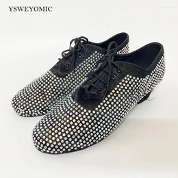 Dance Shoes 2024 Rhinestones Men's Latin 4cm 2cm Customized Split Flexible Outsole Ballroom Salsa For Men