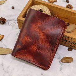 Wallets 100% Real Leather Wallet Men and Women Vintage Minimalist Genuine Leather Men's Wallet