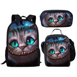 Bags 3D Smile Cheshire Cat Printing Multifunction Student Backpacks School Bags for Teenager Girls Boys Schoolbag Funny Kids Book Bag