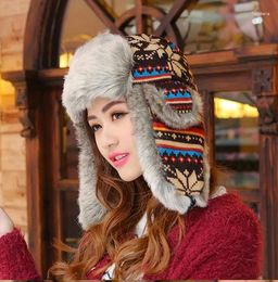 Berets Winter Hats For Men Women Bomber Hat Fur With Ears Cap Ear Flags Russian Gorras Chapeu Snow Caps Earflap Ski
