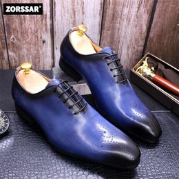 Dress Shoes Classic Men Slip On Black Leather For Plus Size Pointed Toe Business Casual Formal Wedding