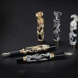 Pens Jinhao Snake Vintage Fountain Pen Silver 3D Pattern Texture Relief Sculpture Technology Noble Collection Gift ink Pen