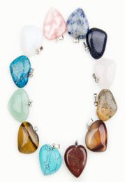 Heart natural Stone Gemstone Charms Pendants High Polished Loose Beads Silver Plated Hook Fit Bracelets and Necklace Jewellery acces5048493