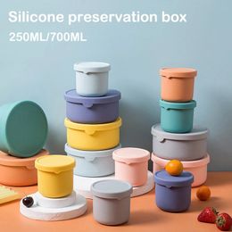 1PC Circular silicone preservation box sealed and insulated bento microwave heating covered lunch outdoor tableware 240412