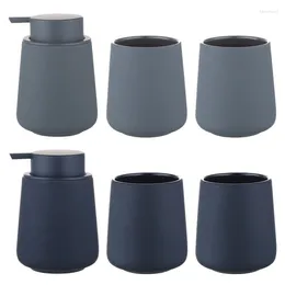 Bath Accessory Set 3Pcs Ceramics Bathroom Accessories Collection Includes 1 Soap Dispenser And 2 Toothbrush Tumbler