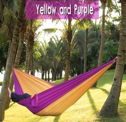 Whole Selling High Quality One Person Assorted Color Parachute Nylon Fabric Hammock with Strong Rope Outdoor Seating Hammo4995487