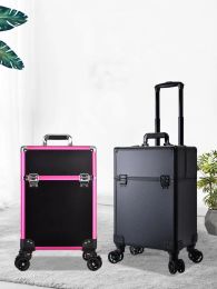 Carry-Ons Makeup Case Cosmetics Suitcase Rolling Luggage Bags Large Capacity Storage Toolbox On Beauty Women Nail Tattoo Trolley Box