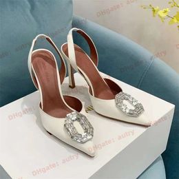 Amina Muaddi Sandals Top Luxury Designer Dress Shoes Bowknot Crystal Diamond Decoration Transparent PVC Wine Cup Heels Fashion Crystal W 4268