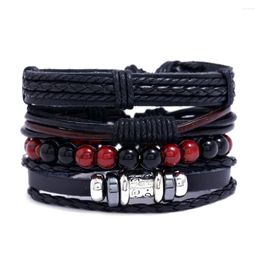 Charm Bracelets Multi-layer Leather Retro Simple Bracelet Men And Women Braided Rope Beaded Set Jewellery