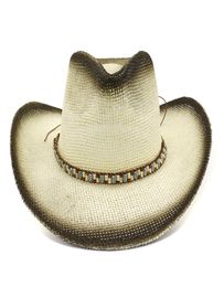 Black Spray Painted Western Cowboy Straw Hat Summer Men Women Outdoor Travel Wide Brim Sunscreen Shade Cap Beach Cap8827178