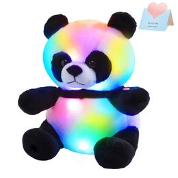 30cm LED Panda Doll Stuffed Animal Glow Plush Toys Light-up Birthday Gift for Kid Girls Luminous Cute Soft Black White Toy 240419