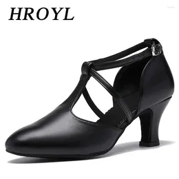 Dance Shoes Modern Latin For Women Ladies Ballroom Leather Closed Toe Elegant White/Black Party Waltz Heels 5/6/7cm