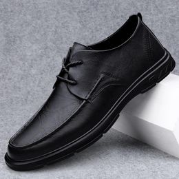 Walking Shoes Man Formal Black Genuine Leather For Men Lace Up Oxfords Male Wedding Party Office Business Shoe
