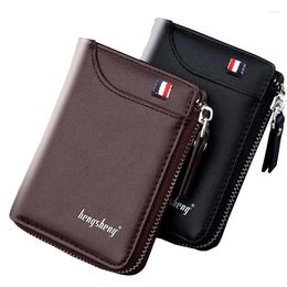 Wallets Wallet For Men Short Casual Carteras Business Foldable PU Leather Male Billetera Hombre Luxury Small Zipper Coin Purse