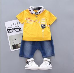 Children039s suit summer new boy letter NO shortsleeved denim shorts two children039s suit toddler boy clothes6534704