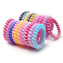 Telephone Wire Cord Gum Hair Tie 65cm Girls Elastic Hair Band Ring Rope Candy Color Bracelet Stretchy Scrunchy3278490