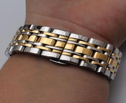 7beads Watchbands Stainless steel watch strap bands silver and gold mixed color staight ends watchbands 14mm 16mm 18mm 20mm 22mm 22661174