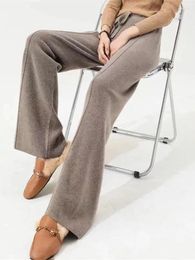 Women's Pants Wool Ladies High Waist Wide Leg Casual Knitted Trousers Winter Pure Loose