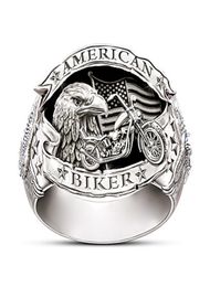 Februaryfrost Brand Carved Words American Biker Men Ring Motorcycle dom Eagle Animal Jewellery Hip Hop Rock Gift For Boyfriend P6923440