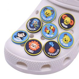 Anime charms wholesale childhood memories 12 Constellations funny gift cartoon charms shoe accessories pvc decoration buckle soft rubber clog charms