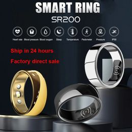 Smart Ring SR200 Gold Heart Rate Blood Pressure Blood Oxygen Temperature Sleep Calories Health Multilingual Fitness Tracker Ring 240412