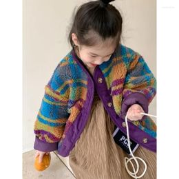 Jackets Casual Loose Mao Coat Korean Girl's Color Children's Winter Padded Outerwear Clothing