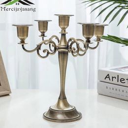 Candle Holders Metal Silver/Gold Plated 3-Arms Stand Zinc Alloy High Quality Pillar For Wedding Portavelas Candelabra