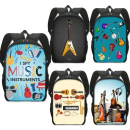 Bags 16 Inches Electronic Organ Drum Kit Electric Guitar Print Backpack Fashion Jazz Schoolbags Hip Hop Laptop Rucksack Bookbags Gift