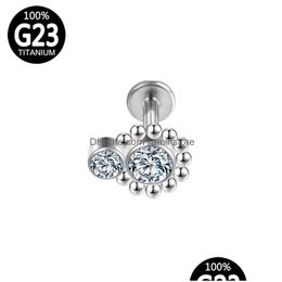 Labret Lip Piercing Jewelry Titanium Cartilage Tragus G23 Industrial Crystal Stud Hinge Segment Diaphragm Earrings Helix Body Drop Del Dh6Oc