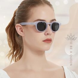 Meeshow Men Women Retro Fashion Sunglasses Jelly Violet Design Summer Round Frame 100% UV Protect Polarised Sun glasses 240410