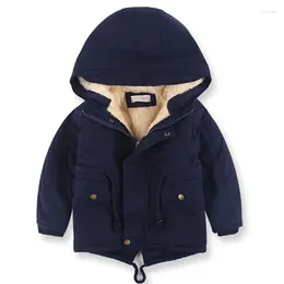 Down Coat 2024 Winter Children & Parkas 2-9 Y European Style Boys Girls Warm Outerwear Color Green Blue Hooded Coats For