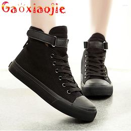 Casual Shoes 2024 Men And Women Korean Style High-top All Black Cloth Shoe White Comfortable Flats