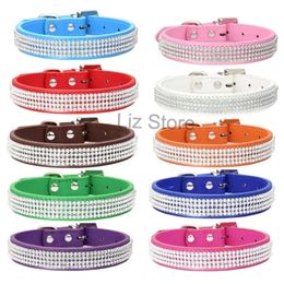 Pet Rhinestone Leather Adjustable Dog PU Puppy Neck Collars Crystal Durable Diamante Studded Small Dogs Necklace Th0825 s lace