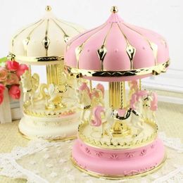 Decorative Figurines Elegant Colourful Glitter Carousel Music Box Child Girl Year Birthday Gift