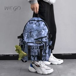 Backpacks 14 inches Large Capacity Graffiti Backpack Back pack Male Cool Men's Casual College Student Schoolbag Males Junior Student