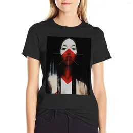Women's Polos Beautiful Black And Red Fine Art Japanese Illustration T-Shirt Clothes For Women T-shirts Oversized T Shirts