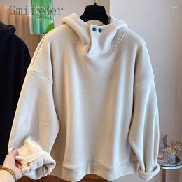 Women's Hoodies Korean Style Loose Thickened Warm Double-sided Polar Fleece Hooded Sweatshirt Women 2024 Autumn Winter Top