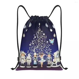 Shopping Bags Custom Nutcracker Christmas Ballet Scene Drawstring Backpack Men Women Lightweight Gym Sports Sackpack Sacks For Travelling