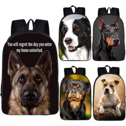 Bags German Shepherd / Pit / Staffordshire Bull Terrier / Rottweiler Backpack for Teenager Children School Bags Boy Dog Book Bags