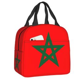 Bags Morocco Flag Lunch Bag Men Women Moroccan Patriotic Cooler Thermal Insulated Lunch Box for Kids School Children Food Bags