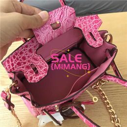 A Birknns Luxury Bag 2024 New Women's Crocodile Skin Genuine Leather Fashion Bags Premium Feel Handbag