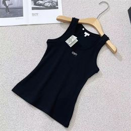 designer tank top tops women crop top Embroidery Vest Sleeveless Breathable Knitted black white Pullover Womens Sport Tops Cotton-blend Anagram Shorts Sportwear XL