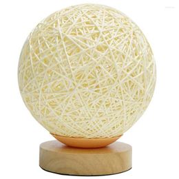 Table Lamps Lamp Bedside Gift For Children Lady Rattan Ball Style Button Bedroom Living Room Girl Boy