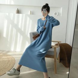 Casual Dresses Autumn Winter Korean Woman Dress Knit Loose V-neck Vestidos De Mujer Female