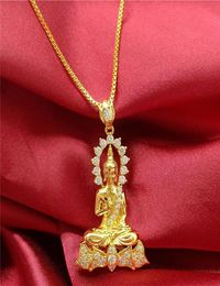 Pendant Necklaces Southeast Asia Thailand Selling Buddha Choker Gold Plated Necklace Men Women Lucky Jewelry Pendants Chain Luxury1503339