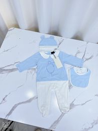 Toddler Infant Romper Baby Clothing Sets Boys Girls Full Sleeve Cotton Soft Jumpsuits Rompers Hat Bib 3pcs/set Suit0004