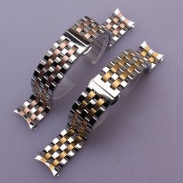 High Quality Stainless Steel Watchband Curved End Silver and rose gold Bracelet 16mm 18mm 20mm 22mm 24mm Solid Band for brand Watc6653028