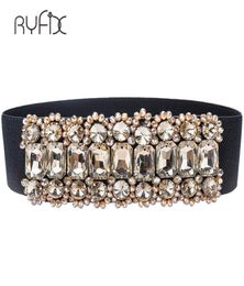 New Rhinestone Belt Full Crystal Waistband Decorated Female Body Sculpting Band Designer Wide Elastic Women Belts Bl236 C190411012946034